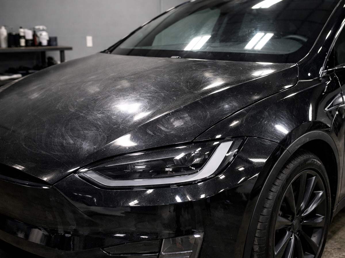 Vehicle paint before polishing and ceramic coating